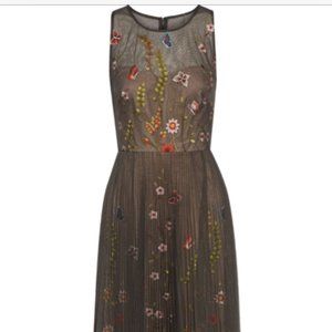 Mikael Aghal Pleated Embroidered Tulle Formal Gown